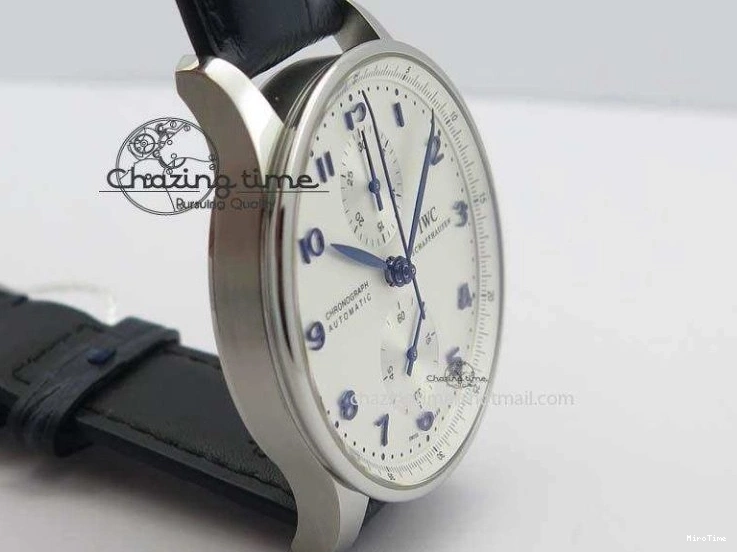 MIROTIME 0715 UrbanStyle Portuguese IW371446 ZF 1:1 Best Edition SS White Dial Blue Markers On Blue Leather Strap  A79350 V 7270